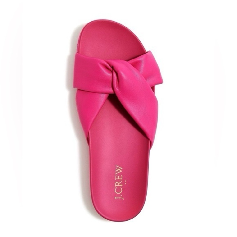 J Crew Factory Pink Cross Strap Pool Slides Sandals Sz 9 New With Tags Barbie - Picture 1 of 8